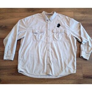 Cabelas Mens 3XL Tall Beige Button Shirt Embroidered FLAW Cotton Soft Labrador